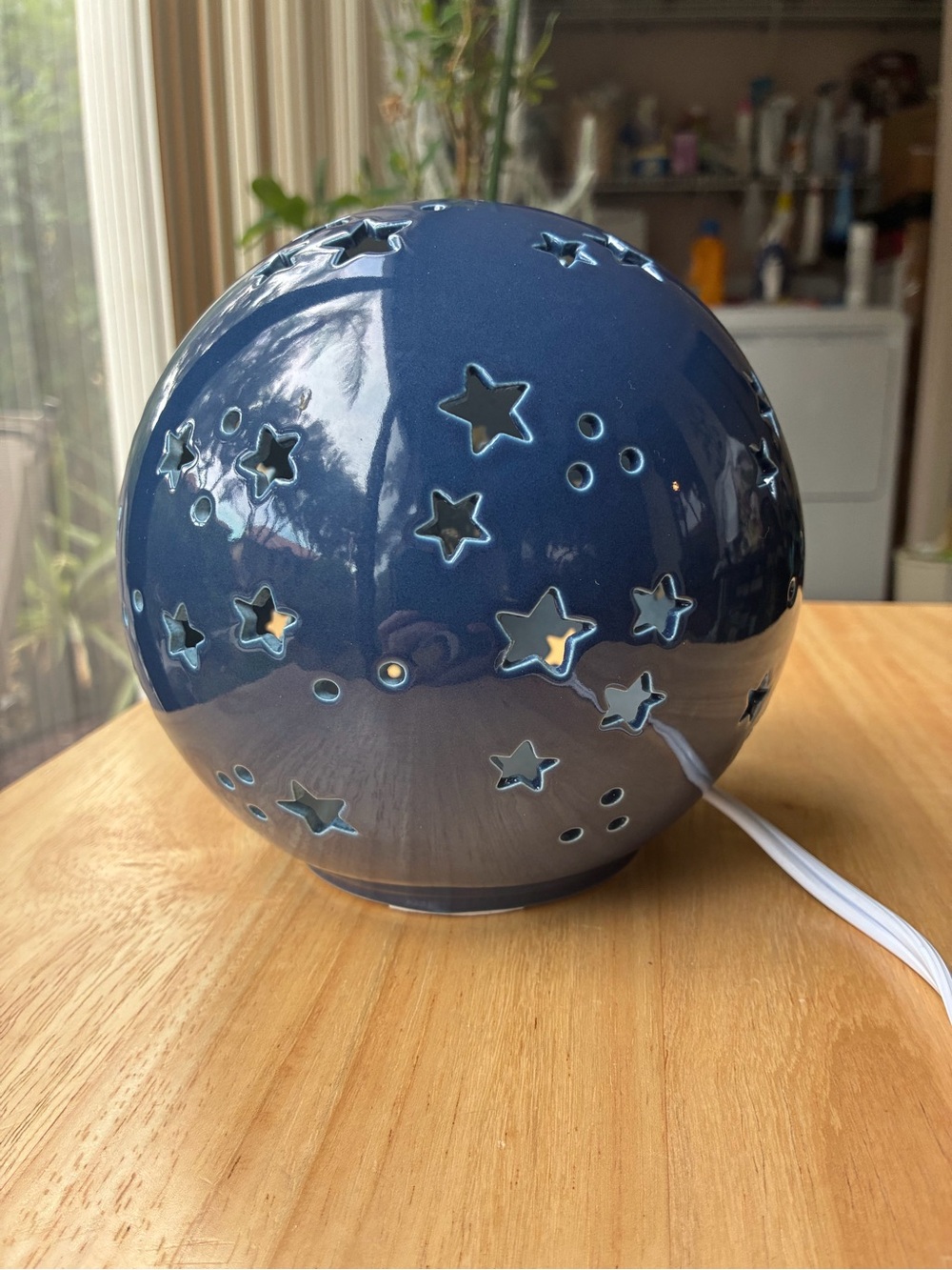 🌟Ceramic Star Projector Accent Lamp Navy Blue Celestial Night Light Globe 💫 - Picture 3 of 11